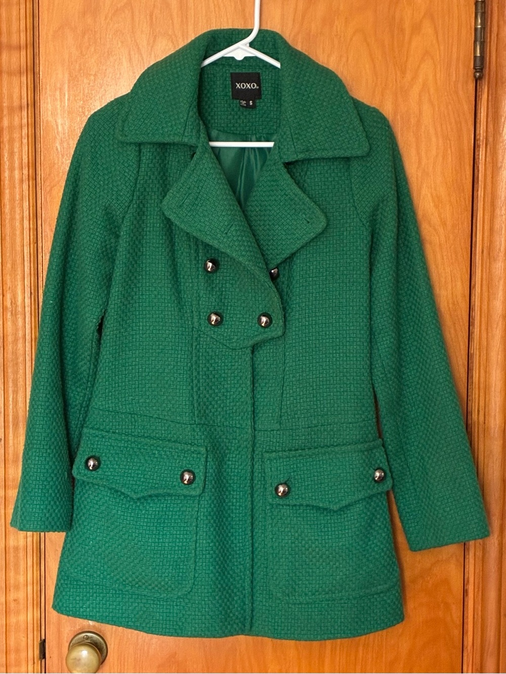 XOXO Cute Green Lined Peacoat Women’s Size S